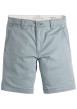 Thumbnail Bermuda chino en coton mélangé bleu uni à coupe droite avec des poches