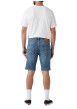 Thumbnail Short denim 405 en coton bleu uni avec une coupe regular fit et des passants - Image 2