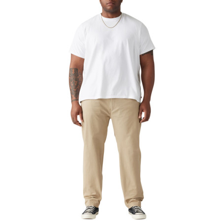 Chino en coton beige uni avec une coupe regular...