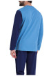 Thumbnail Pyjama long en coton bleu bicolore avec un col rond et une coupe droite - Image 2