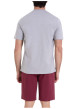 Thumbnail Pyjama court en coton gris avec logo imprimé bordeaux et un col rond - Image 2