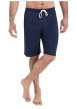 Thumbnail Pyjama court en coton bleu marine à imprimé végétal avec col rond et logo blanc - Image 3