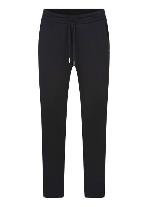 Jogging en coton mélangé marine uni à coupe slim et taille élastiquée