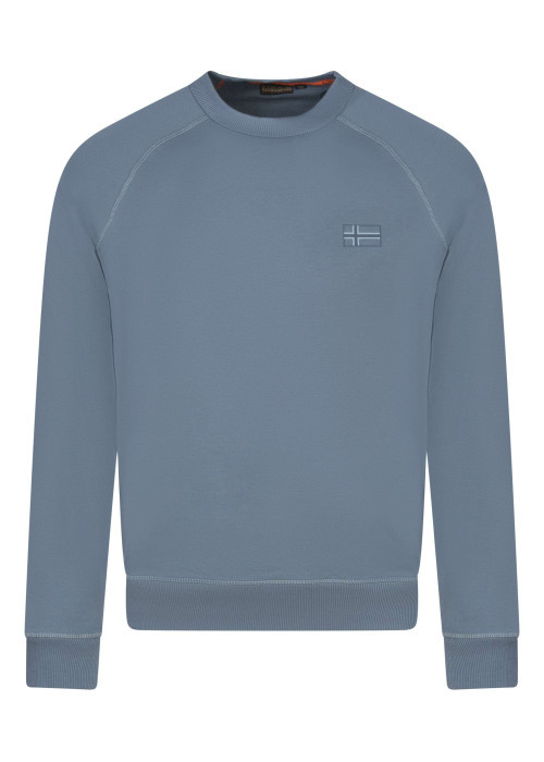 Sweat en coton gris uni coupe avec un col rond et le logo à la poitrine