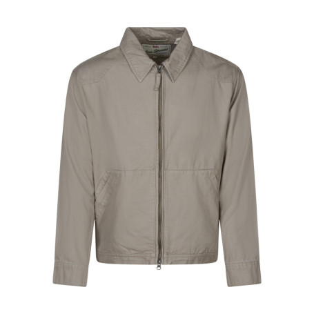 Blouson en coton beige uni avec une coupe...