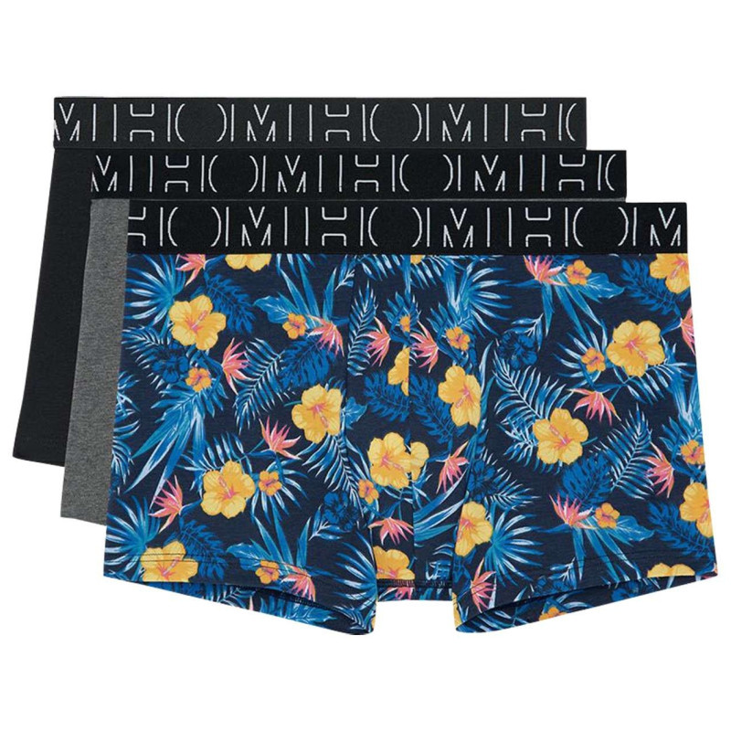 Hom - Lot De 3 Boxers En Coton Multicolore Fleuri Avec Une Coupe Fermée - Multicolore Hom - Lot De 3 Boxers En Coton Multicolore Fleuri Avec Une Coupe Fermée - Multicolore