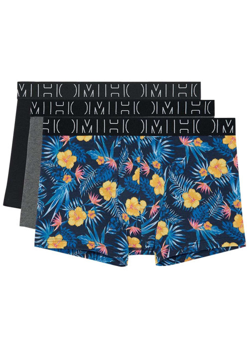 Lot de 3 Boxers en coton multicolore fleuri avec une coupe fermée