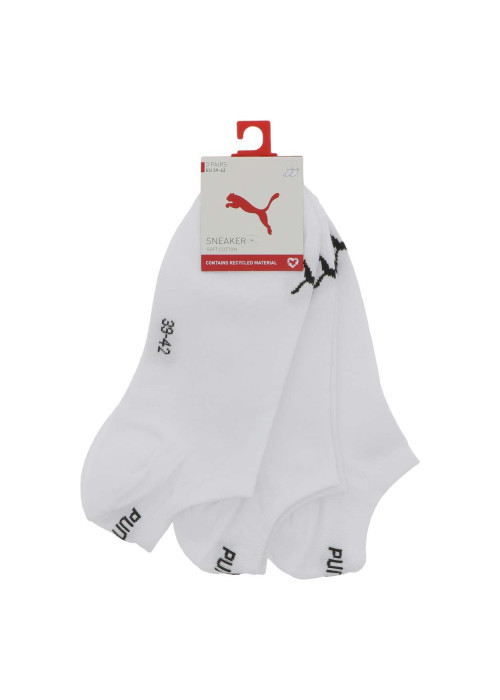 Lot de 3 paires de socquettes blanches unies avec le logo de la marque