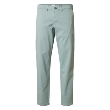 Chino en coton vert d'eau uni à coupe slim avec...