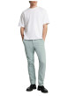 Thumbnail Chino en coton vert d'eau uni à coupe slim avec 2 poches boutonnées - Image 2