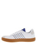 Thumbnail Tennis en cuir blanches et bleues à semelle marron avec lacets ronds tressés - Image 2