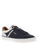 Thumbnail Tennis marines en cuir toile basse avec lacets plats, logo blanc et talon plat - Image 3