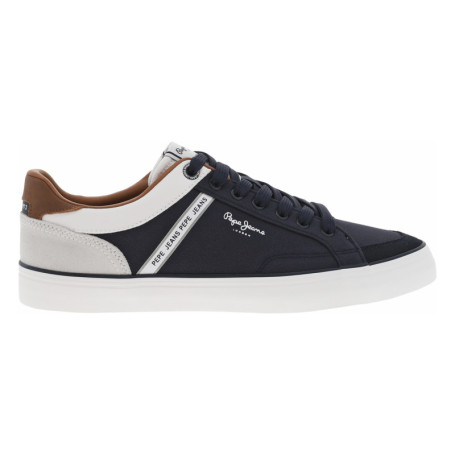 Tennis marines en cuir toile basse avec lacets...