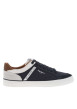 Thumbnail Tennis marines en cuir toile basse avec lacets plats, logo blanc et talon plat
