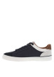 Thumbnail Tennis marines en cuir toile basse avec lacets plats, logo blanc et talon plat - Image 2
