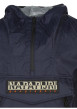 Thumbnail Coupe-vent à capuche bleu marine uni avec un col zippé et une coupe regular fit - Image 3