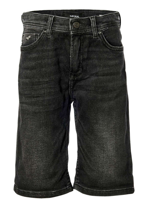 Short en coton anthracite uni avec une coupe droite et des passants