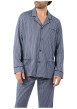 Thumbnail Pyjama long en coton bleu marine à motifs avec un col à revers et des poches