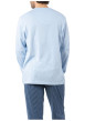 Thumbnail Pyjama long en coton bleu ciel à rayures avec un col v et une coupe droite - Image 2