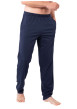 Thumbnail Pyjama long en coton bleu marine à petits motifs avec un col v - Image 3