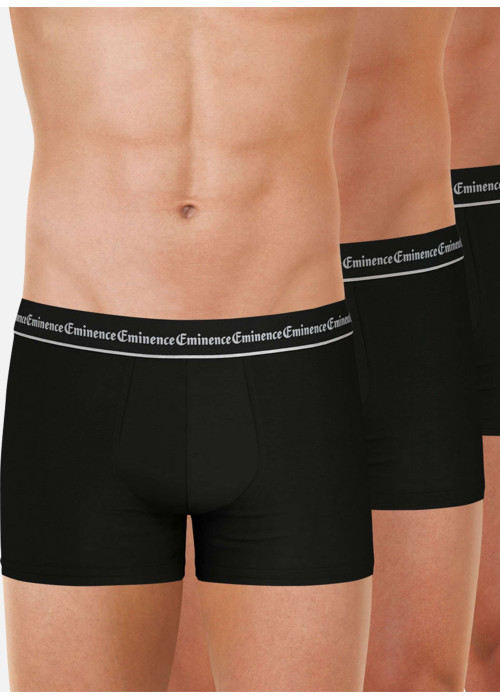 Lot de 3 boxers classiques en coton noirs unis avec le nom de la marque