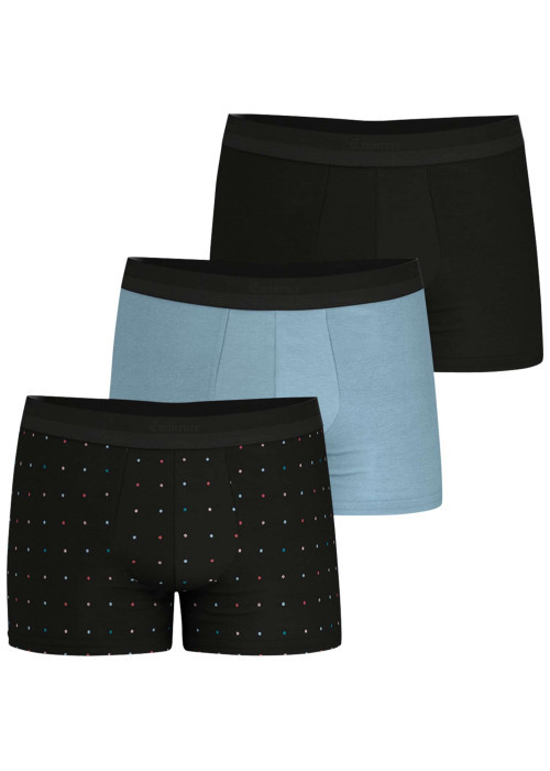 Lot de 3 boxers classiques en coton bicolores à pois et à ceinture élastiquée
