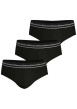 Thumbnail Lot de 3 slips en coton noirs unis avec le nom de la marque à la ceinture - Image 2