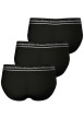 Thumbnail Lot de 3 slips en coton noirs unis avec le nom de la marque à la ceinture - Image 3