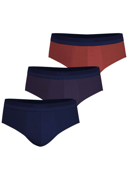Lot de 3 slips en coton bicolores à motifs avec le nom de la marque