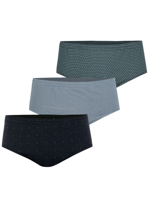 Lot de 3 slips en coton tricolores à minis motifs avec une ceinture élastiquée