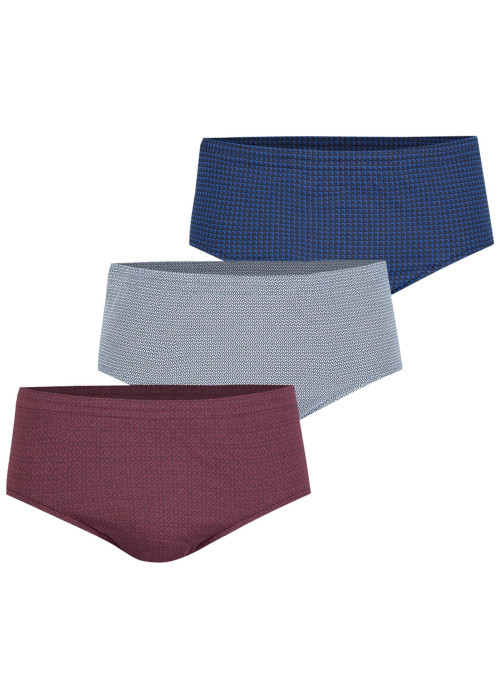 Lot de 3 slips en coton tricolores à petits motifs avec une ceinture élastiquée
