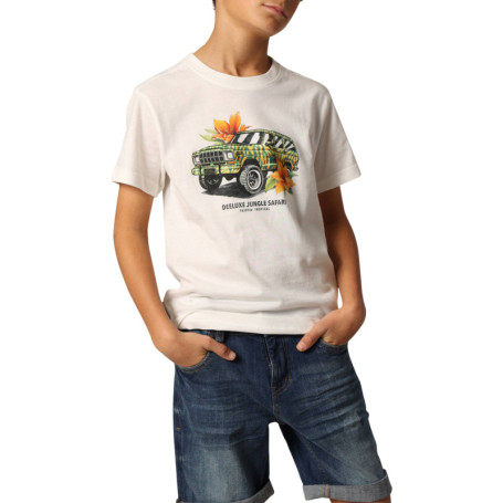 T-shirt en coton blanc imprimé à la poitrine à...