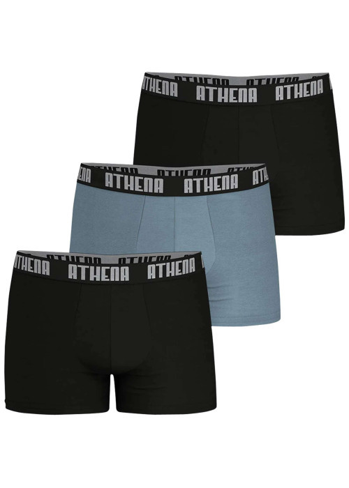 Lot de 3 boxers classiques en coton bicolores unis avec le nom de la marque