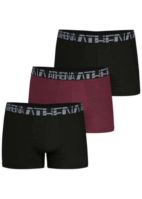 Lot de 3 boxers classiques en coton bicolores unis à ceintures élastiquées