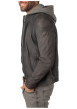 Thumbnail Veste en cuir de mouton gris uni à coupe regular fit avec col à capuche amovible - Image 3