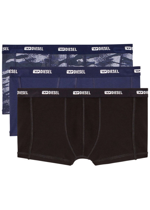Lot de 3 boxers classiques noir et bleu en coton avec imprimé camouflage