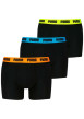 Thumbnail Lot de 3 boxers classiques en coton noirs unis à ceintures tricolores