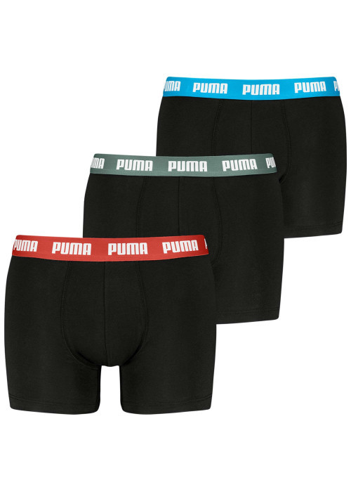 Lot de 3 boxers en coton noirs unis à ceintures de couleurs différentes