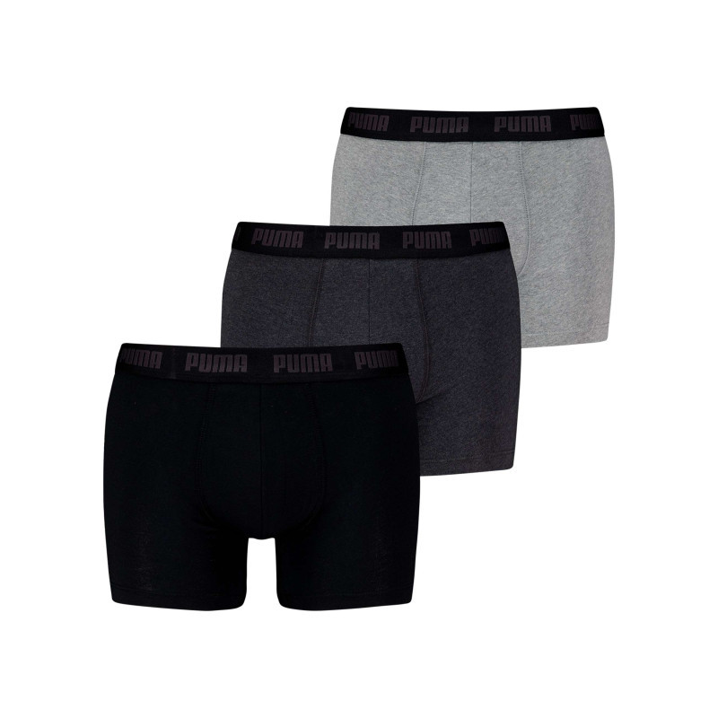 Puma - Lot De 3 Boxers Classiques En Coton Tricolores Chinés Avec Le Nom De La Marque - Multicolores Puma - Lot De 3 Boxers Classiques En Coton Tricolores Chinés Avec Le Nom De La Marque - Multicolores