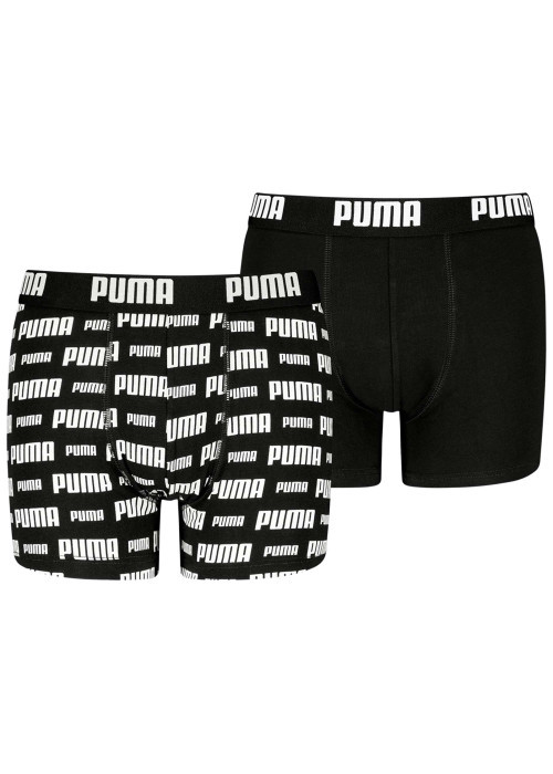 Lot de 2 boxers classiques en coton noirs imprimés nom de la marque