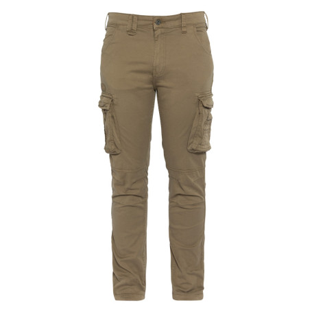 Cargo en coton kaki uni avec une coupe slim fit...