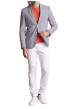 Thumbnail Blazer gris imprimé pied de poule à coupe ajustée fermé par deux boutons - Image 2