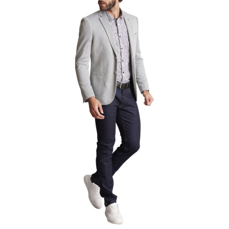 Blazer en maille piquée vert sauge uni à coupe...