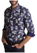 Thumbnail Chemise bleue marine à fleurs blanches avec une coupe regular fit - Image 2