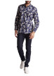 Thumbnail Chemise bleue marine à fleurs blanches avec une coupe regular fit - Image 3