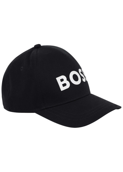 Casquette en coton noire unie avec une fermeture ajustable à l'arrière