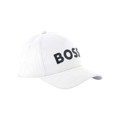 Casquette en coton blanche unie avec logo noir...