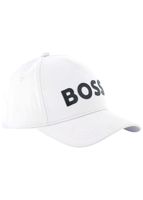 Casquette en coton blanche unie avec logo noir brodé à l'avant