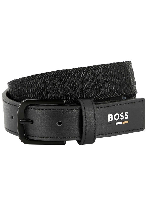 Ceinture en cuir noire unie avec une boucle carrée métallique
