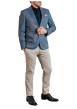 Thumbnail Blazer bleu avec un imprimé aspect denim et une coupe ajustée à poches